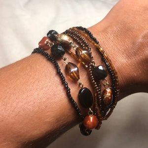 Lia sophia brown and black beaded clip bracelet